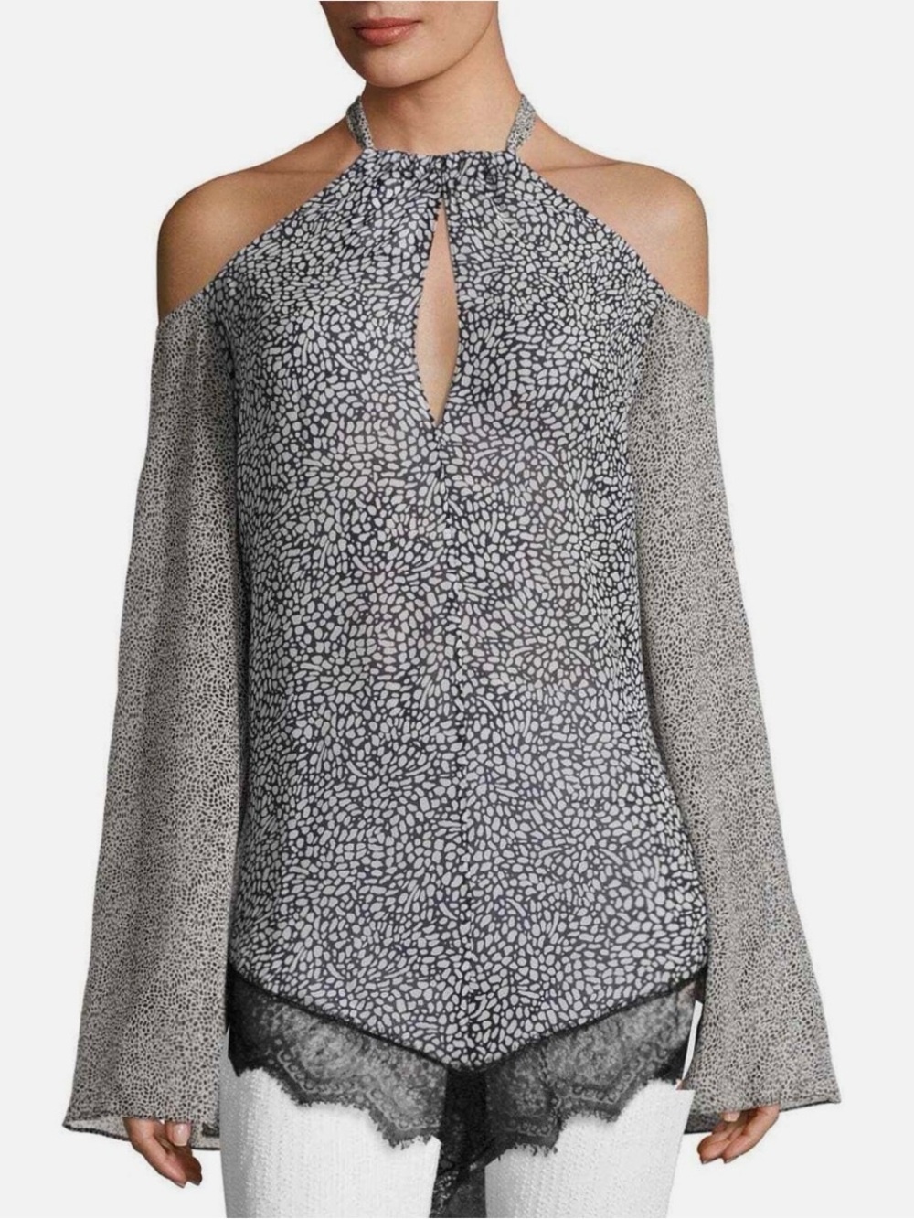 NWOT Derek Lam 10 Crosby Silk Cold Shoulder Halter Blouse, size 6
